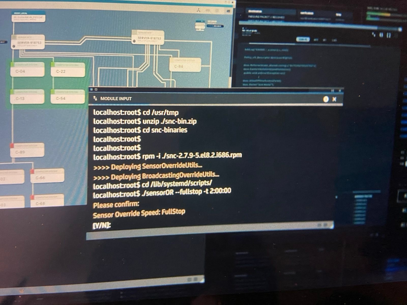 Screen design showing a terminal