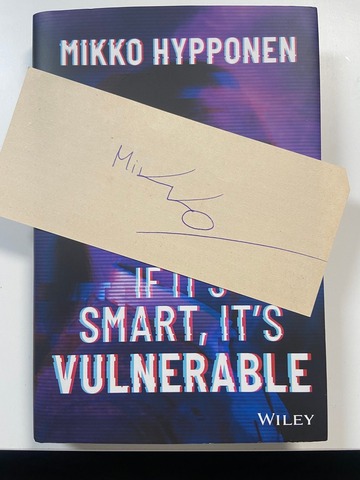Book cover with the signed punchcard